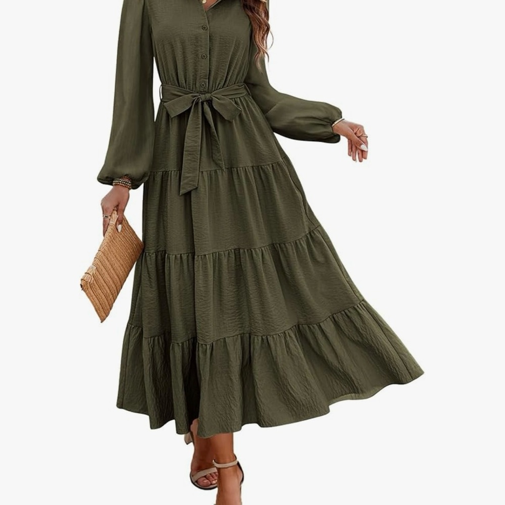 New ladies dress with ruffles and belt XL